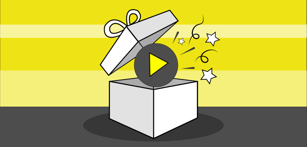 gift illustration of a play button in a box forvideo marketing strategies