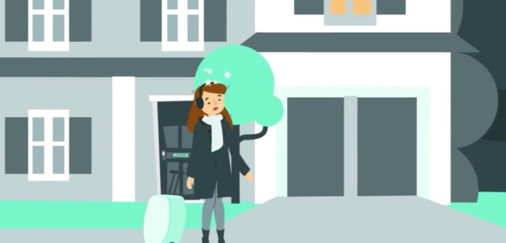 screenshot of smarke's explainer video of a girl holding a travel bag