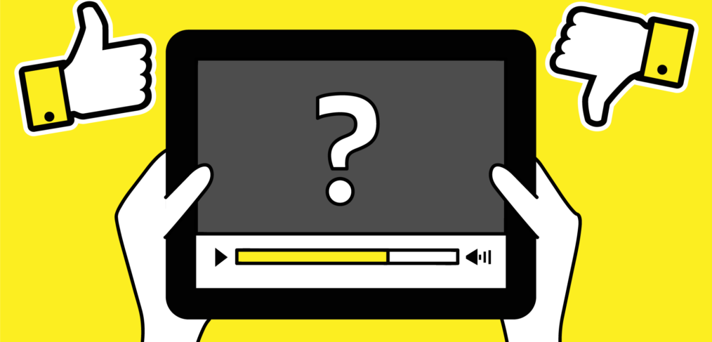 illustration of question marks around explainer videos
