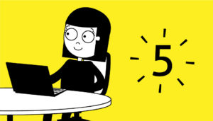 illustration black and yellow animators with number 5